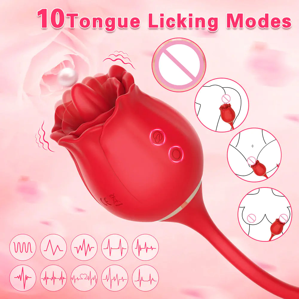 Rose Tongue Vibrator for Women - G Spot and Clitoral Stimulation