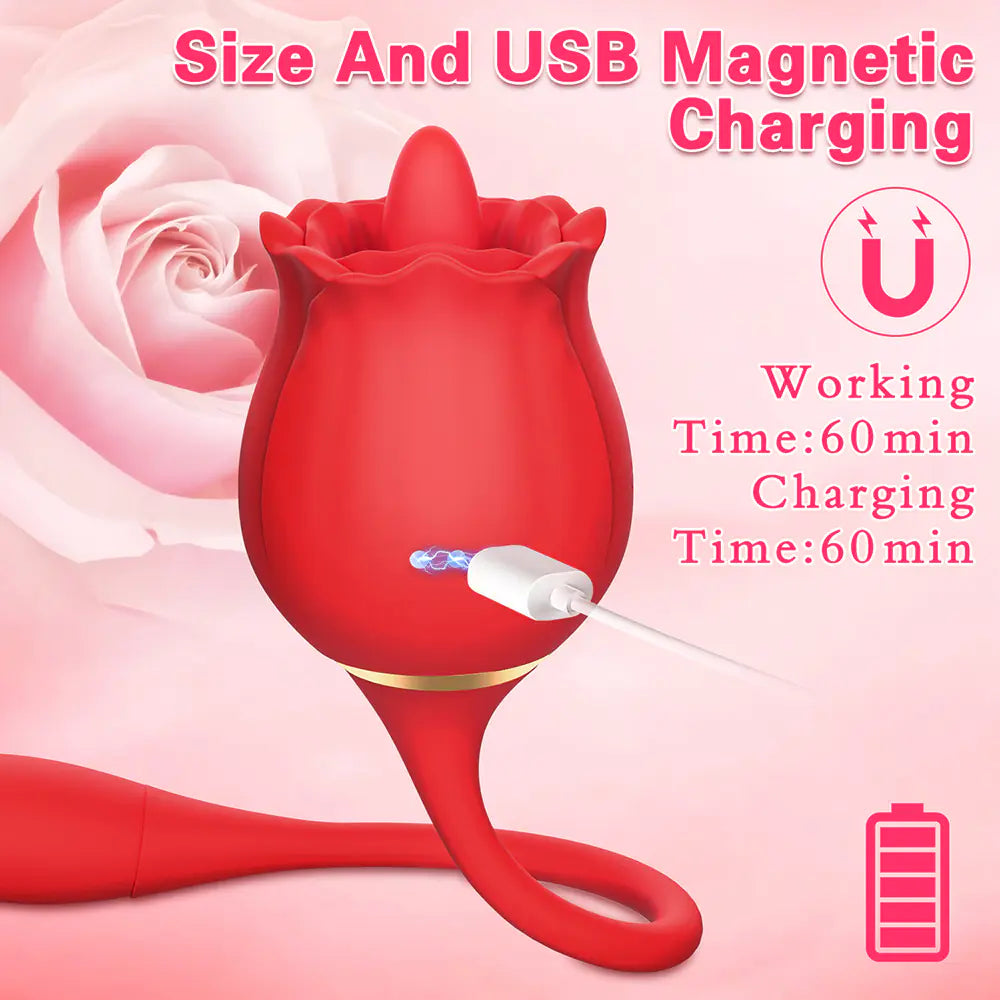 Rose Tongue Vibrator for Women - G Spot and Clitoral Stimulation